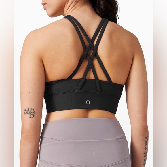 lululemon athletica Other - Lululemon Energy Bra High Neck Long Line in Black Size 6